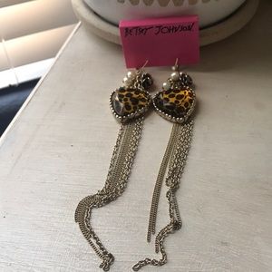 Leopard heart earrings.  Betsy Johnson.